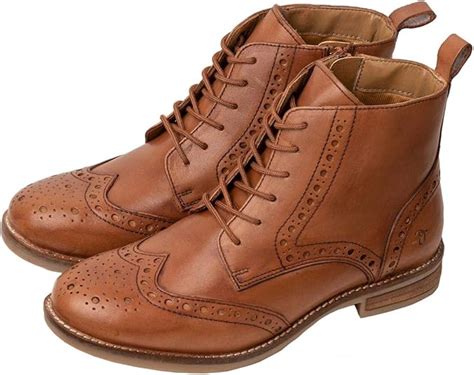 Rydale Women's Leather Lace Up Brogue Boots Womens Brown Ankle Boot: Amazon.co.uk: Shoes & Bags