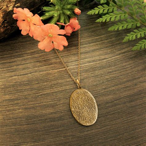Simple gold memorial fingerprint necklace. 14 Karat Gold Chain, Fingerprint Necklace, 14k Gold ...
