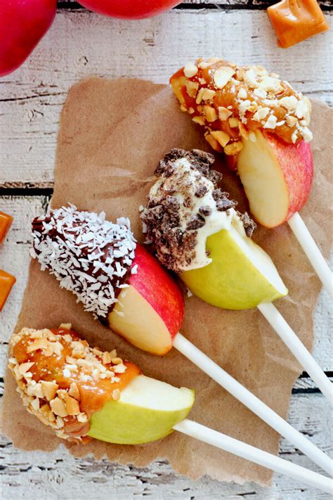 Dipped Apple Slices on a Stick {Caramel & Chocolate}