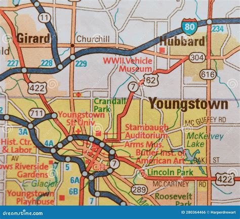 Map Image of Youngstown Ohio Stock Photo - Image of nearby, mayo: 280364466