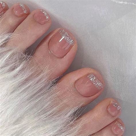 Fashion Nude Pink DIY Pedicure French Fake Toenails With Designs ...