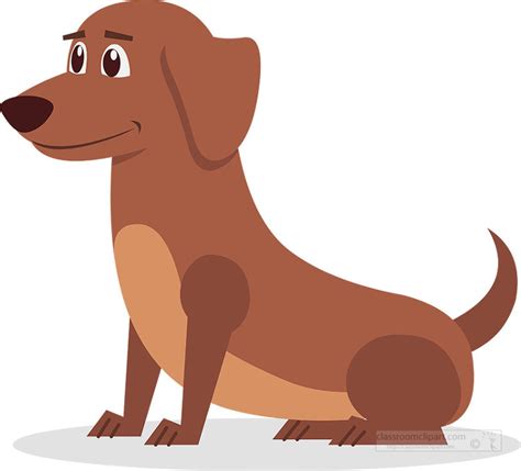 Dog Clipart-cartoon of a cute brown dachshund dog