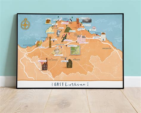 East Lothian Map A3 Print - Etsy