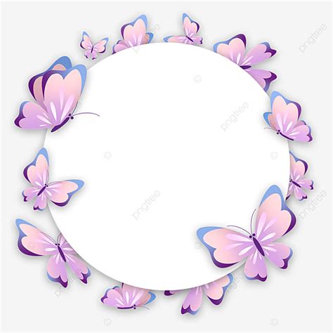 Pink Butterfly Border PNG Picture, Gradient Pink Butterfly Round Border ...