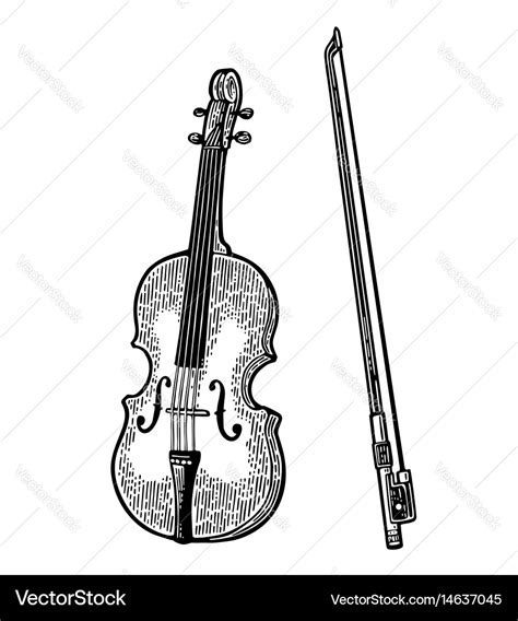 Violin vintage black engraving Royalty Free Vector Image