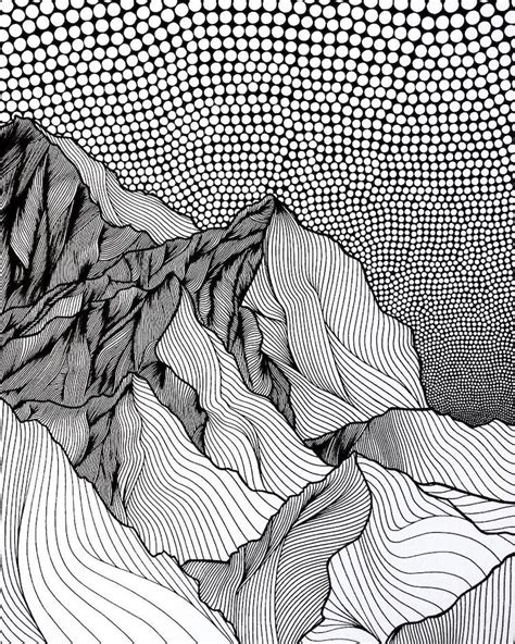 Christa Rijneveld Creates Pen-and-Ink Line Drawings of Mountains