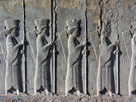 Immortals carving, Persepolis (via Wikipedia) | Persian empire, Ancient ...