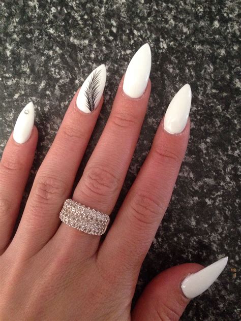 Almond nails white | Almond nails designs, White nails, Pretty nails
