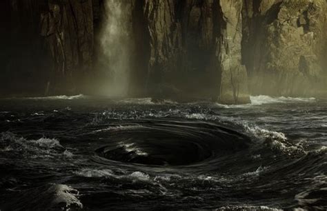 Charybdis - a sea monster whose gigantic whirlpool swirled in the straits of Messina, opposite ...