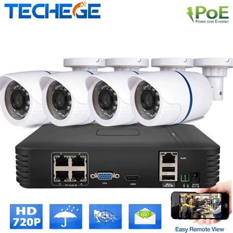 4CH 1.0MP HD POE CCTV SYSTEM 1080P 4 channel POE NVR 4x720P IP Camera ...