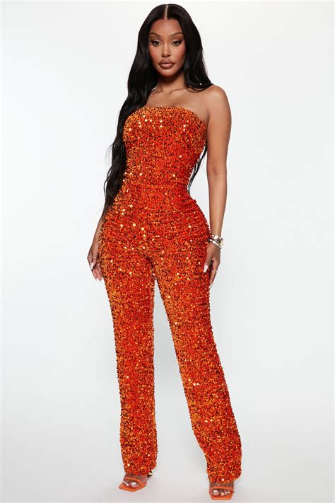 Glenda Sequin Jumpsuit - Orange | Fashion Nova, Jumpsuits | Fashion Nova