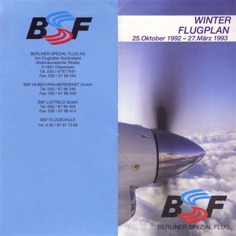 Airline memorabilia: BSF Berliner Spezial Flug (1992/1993)