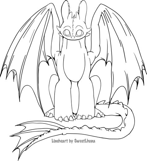 Toothless - Lineart by SweetLhuna on DeviantArt