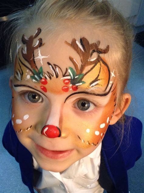 Rudolph face painting by Gwen | Christmas face painting, Face painting, Face painting designs