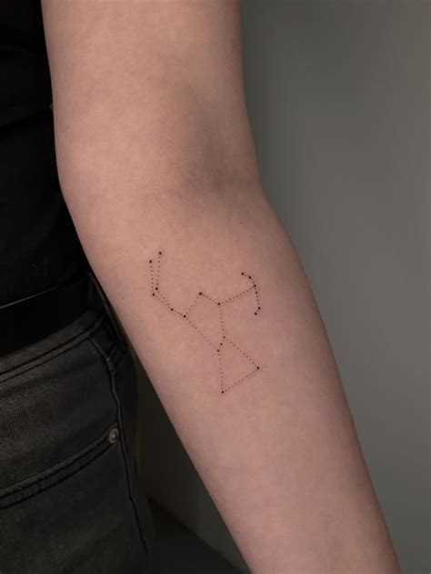 Orion constellation tattoo with dots in fine line. Black work tattoo, minimalism, fine line ...