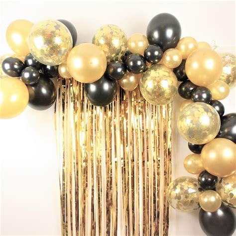 Black and Gold Balloon Garland Arch Decoration Kit | Black and gold ...
