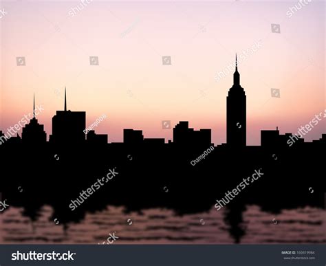 Silhouette Buildings Manhattan New York City Stock Vector (Royalty Free ...