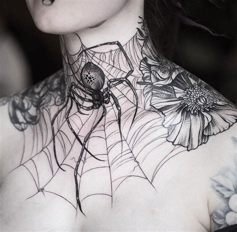 Spider & Web on Girl's Neck