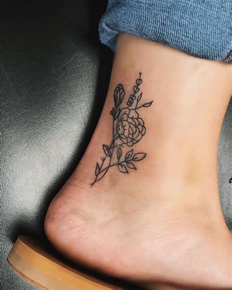 Ankle flower tattoo | Beautiful small tattoos, Tattoos, Small tattoos