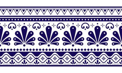 Talavera poblana vector seamless long horizontal pattern inspired Fototapeta • Fototapety retro ...