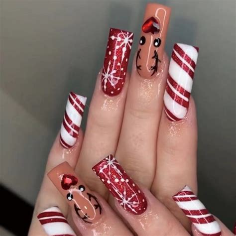 Rudolph Nose Long Square Red Holiday Press On Nails – RainyRoses