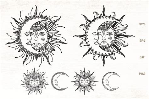 Sun and Moon Mandala - Zentangle Sun, Moon SVG (915971)