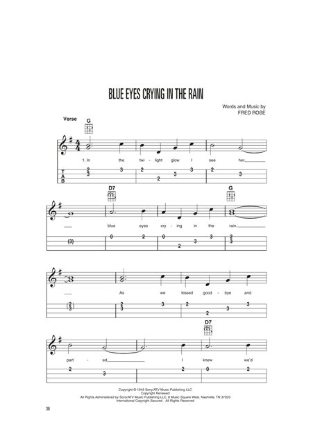 Blue Eyes Crying In The Rain von Willie Nelson Noten zum Leichte Tabulatur für Ukulele bei Sheet ...