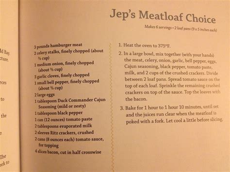 Miss Kays Meatloaf | Kay robertson recipes, Duck dynasty recipes ...