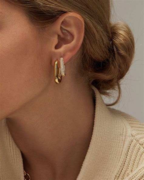Gold Rectangle Hoops Geometric Hoops Chunky Hoop Earrings - Etsy | Ear ...