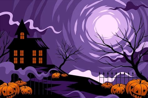 Fondo de halloween con casa | Vector Gratis