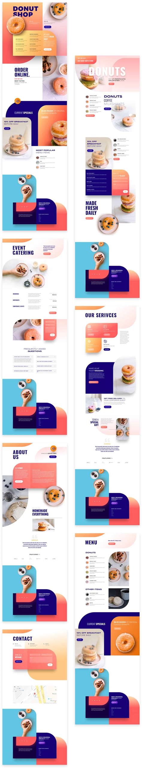 Donut Shop Layout Pack | Elegant Divi Layouts