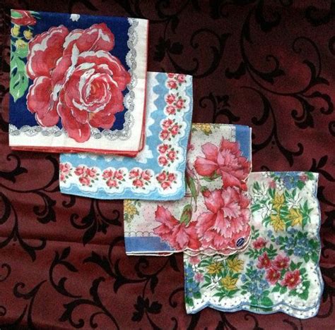 Ladies Vintage Floral Handkerchiefs set of 4 by trulyuniqueshop Handkerchiefs, Hanky, Vintage ...