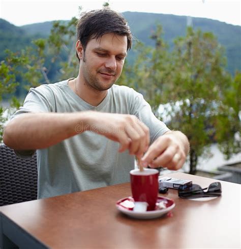 Man having coffee outdoor stock photo. Image of outdoors - 43175590