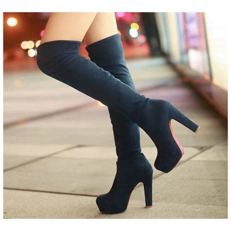 Round Toe Over the Knee Boots | Boots, Thigh high chunky heel boots, Over the knee boots