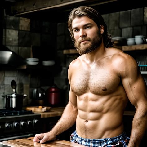 A chiseled, stoic lumberjack confidently posing in a...