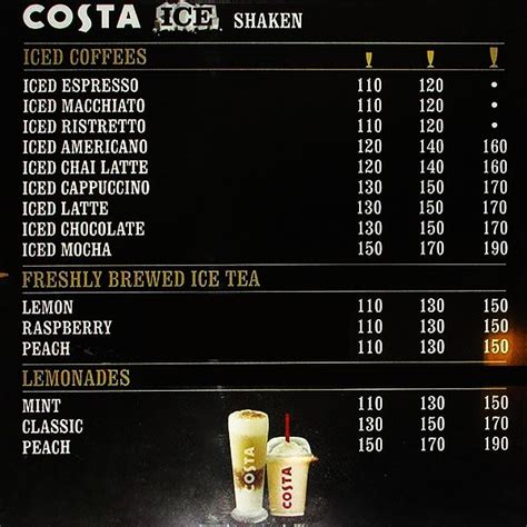 Menu of Costa Coffee, Sohna Road, Gurgaon - magicpin