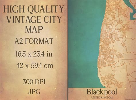 Vintage Map Blackpool UK Graphic by Mappingz · Creative Fabrica