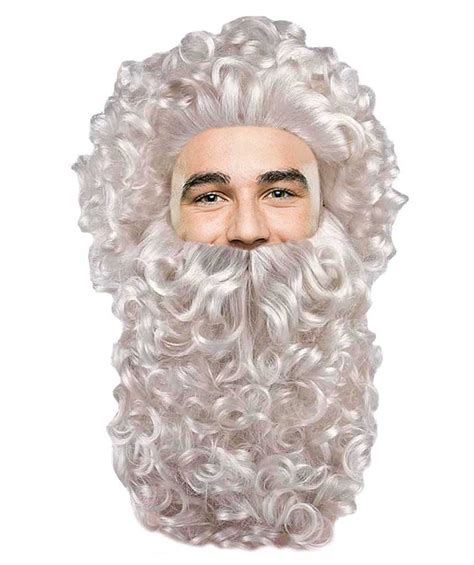 Men's Santa Claus Wig and Beard Set | Curly Wig | Premium Breathable Capless Cap | Wigs, Beard ...