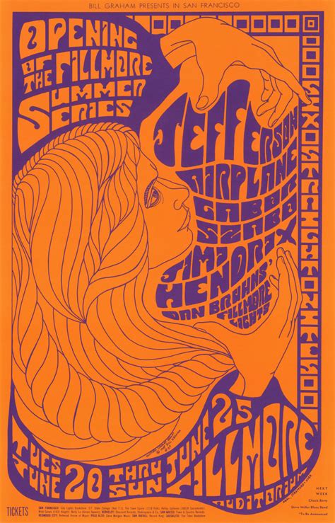 Jefferson Airplane Vintage Concert Poster from Fillmore Auditorium, Jun ...