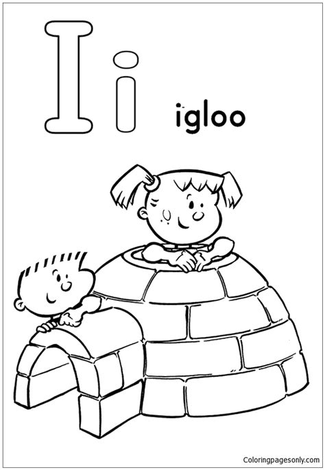 I for Igloo Image Coloring Pages - North and South poles Coloring Pages ...