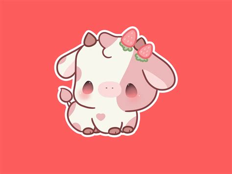 Strawberry Cute Cow by Maybk on Dribbble