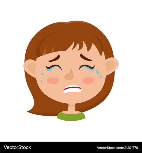 Little girl crying face expression cartoon Vector Image