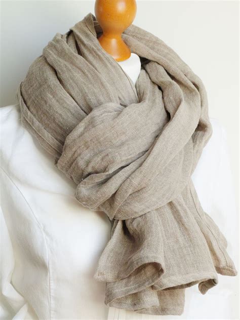 Softened LINEN skinny scarf - washed natural linen scarf - all season ...