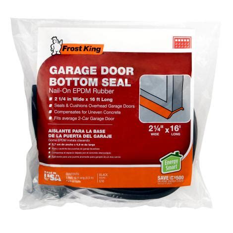 2-1/4 in x 16 ft Black EDPM Rubber Garage Door Bottom Seal Kit by Frost King at Fleet Farm