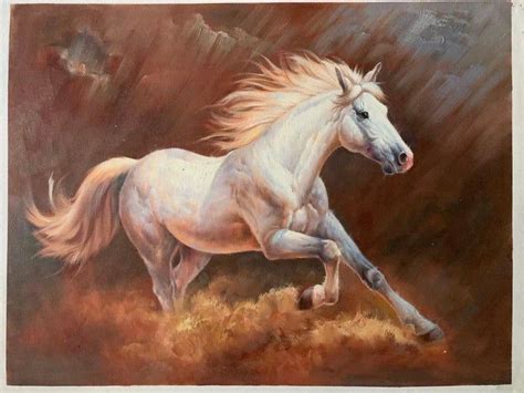 Large Canvas Art White Horse Painting Horse Decor Horse Oil - Etsy ...