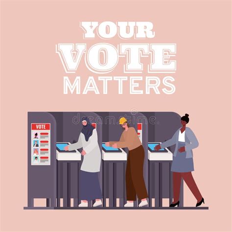 Women at Voting Booth with Your Vote Matters Text Vector Design Stock Vector - Illustration of ...