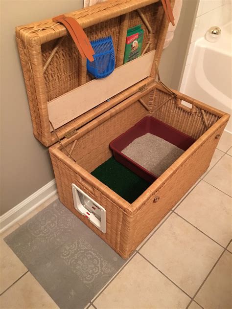 Homemade Cat Litter Box Enclosure - Reader DIY Litter Box Area: Kitty Potty Project for ...