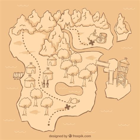 Hand-drawn pirate treasure map Vector | Free Download