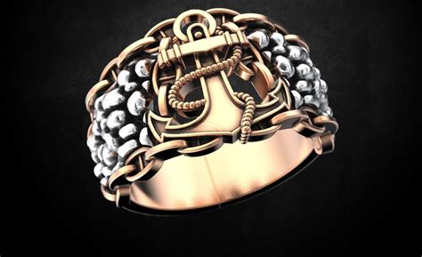 Anchor ring various metals sizes collection gold silver men