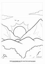 Mountain Sunset Coloring Pages For Adults sketch template